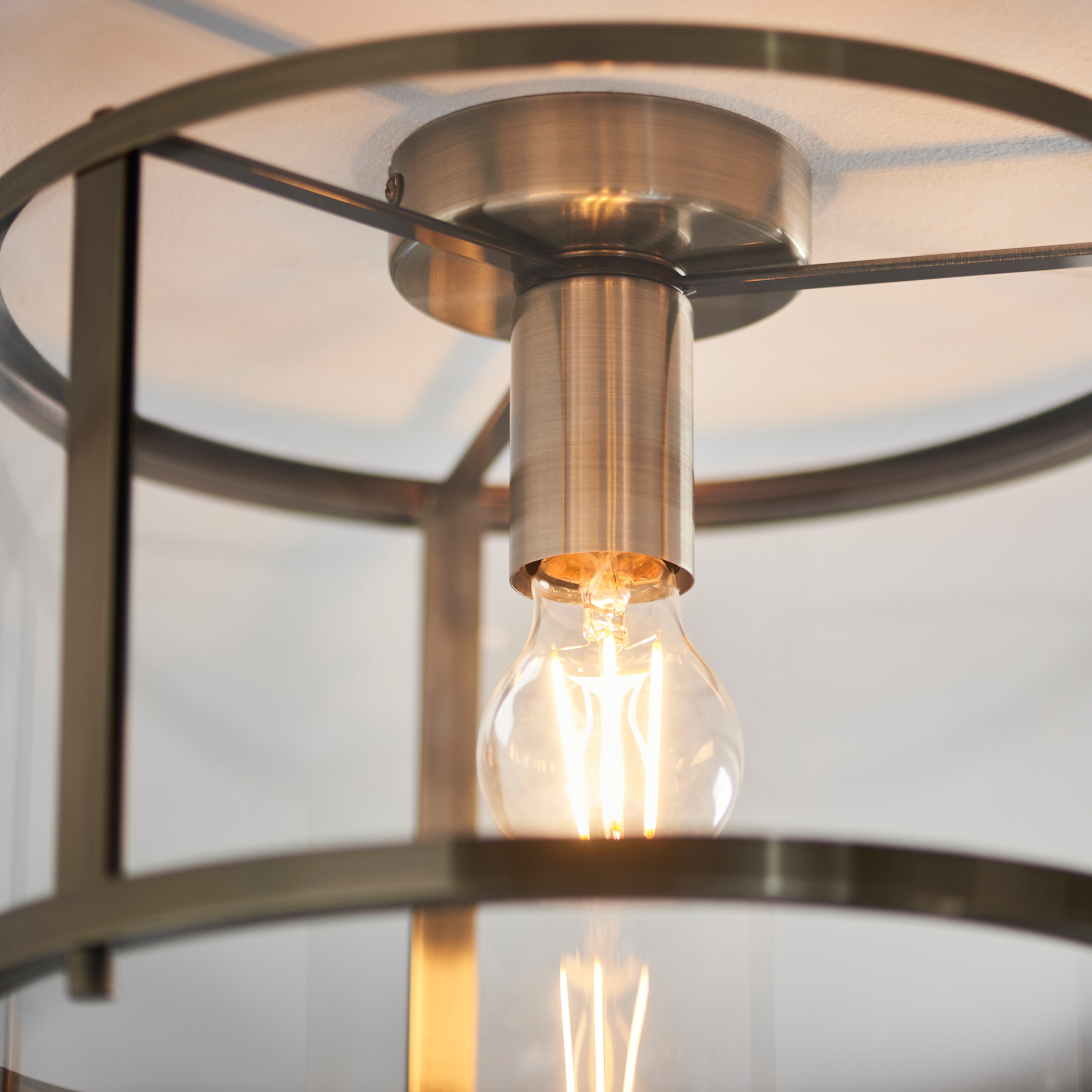 Abern Antique Brass & Clear Glass Ceiling Light